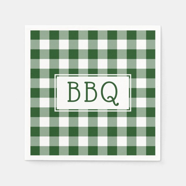 Servilleta De Papel Fiesta BBQ del patrón de Gingham verde y blanco cl (Anverso)