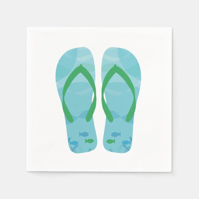Servilleta De Papel Fiesta Blue Green Summer Beach Flip Flop (Anverso)