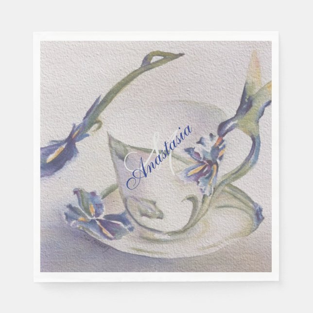 SERVILLETA DE PAPEL FIESTA BLUE IRIS TEACUP MONOGRAM (Anverso)