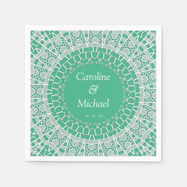 Servilleta De Papel Fiesta Boda White Lace (Anverso)