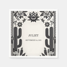 Servilleta De Papel Fiesta Cactus Amor en Flor Mexicano Despedida de S