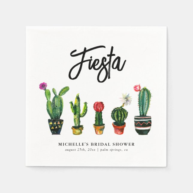 Servilleta De Papel Fiesta Cactus Bridal Shower (Anverso)