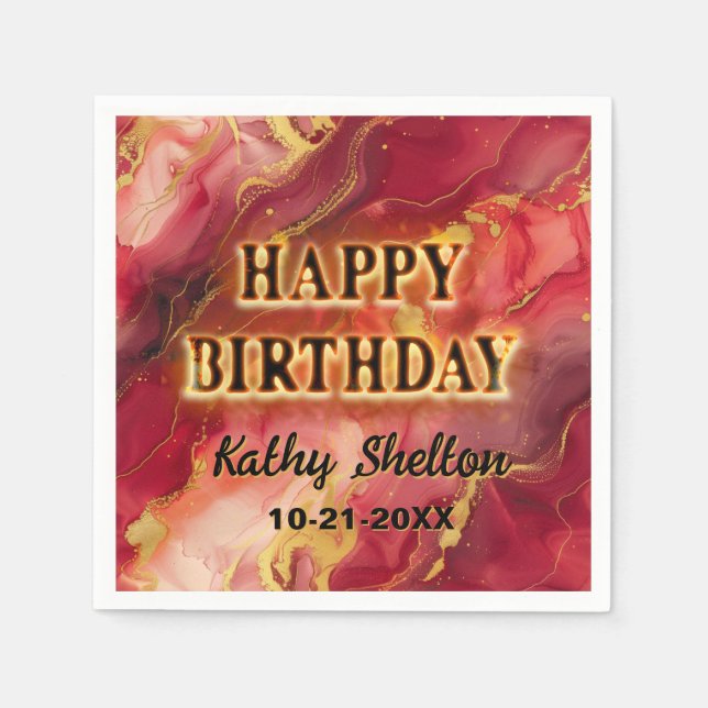 Servilleta De Papel Fiesta caliente rojo y dorado (Anverso)