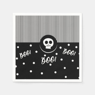 Servilleta De Papel Fiesta Caprichosa de Halloween Calavera Boo Negra 