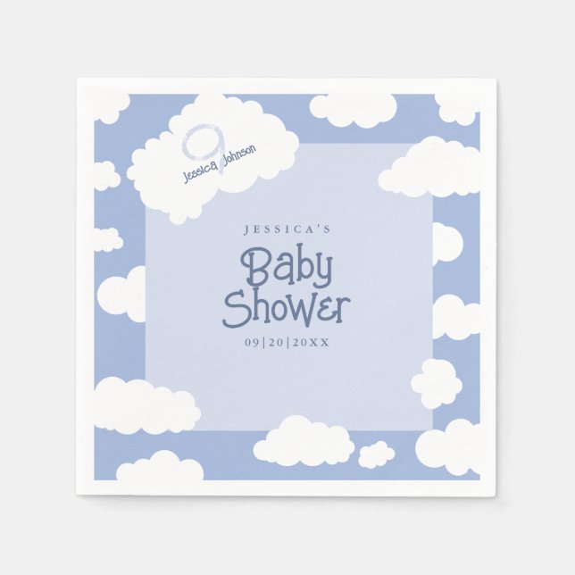 Servilleta De Papel Fiesta caprichoso de Baby Shower Cloud Nueve 9 (Anverso)