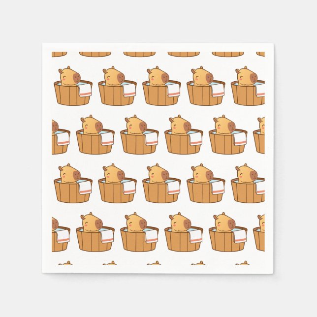 Servilleta De Papel Fiesta Capybara Napkins | Cumpleaños de los Animal (Anverso)