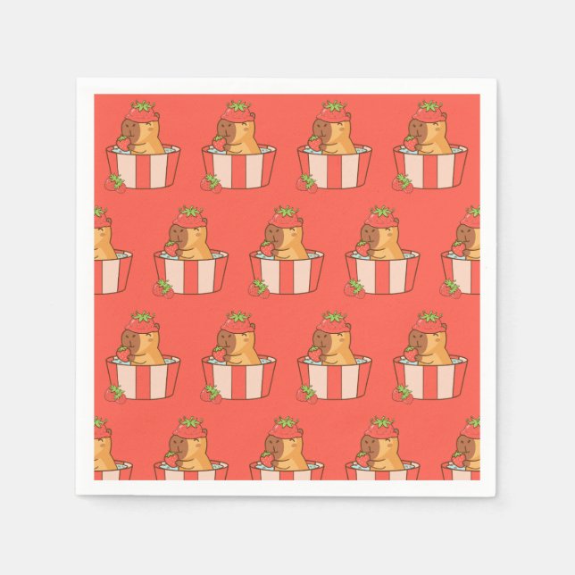 Servilleta De Papel Fiesta Capybara Napkins | Cumpleaños de los Animal (Anverso)