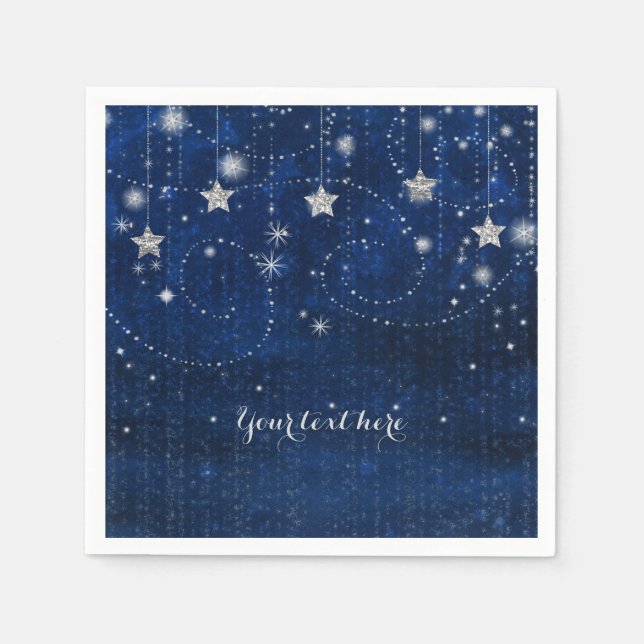 Servilleta De Papel Fiesta Celestial Caprichosa de Estrellas Azules y  (Anverso)