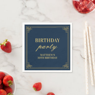 Servilleta De Papel Fiesta Chic Navy y Gold Gatsby Art deco Frame