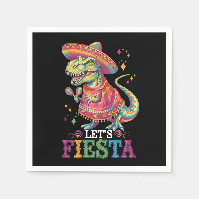 Servilleta De Papel Fiesta Cinco De Mayo T Rex Dinosaur (Anverso)