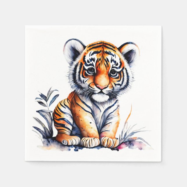 Servilleta De Papel Fiesta con tema de animal tigre (Anverso)