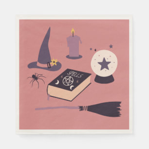 Servilleta De Papel Fiesta con temática de bruja rosa caprichoso
