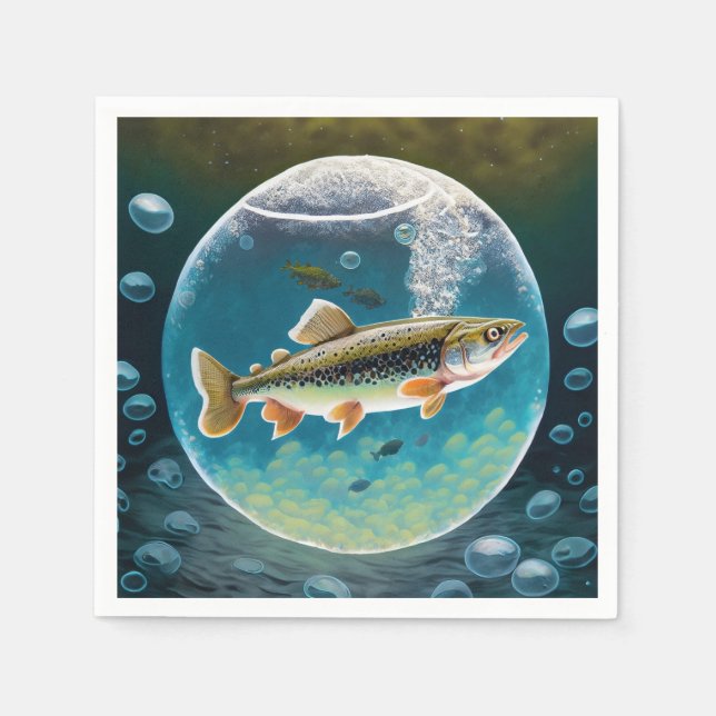 Servilleta De Papel Fiesta con temática de pesca de cumpleaños (Anverso)