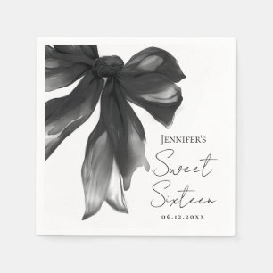 Servilleta De Papel Fiesta Coquette de Escritura Black Bow Sweet 16