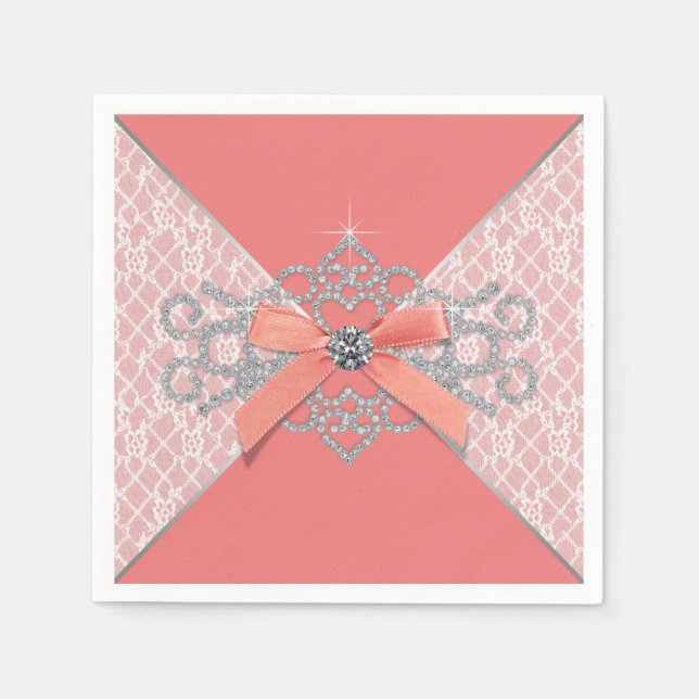 Servilleta De Papel Fiesta Coral Diamond Lace (Anverso)