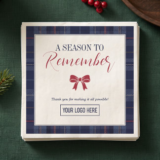 Servilleta De Papel Fiesta Corporativa de Navidad a Cuadros Navy