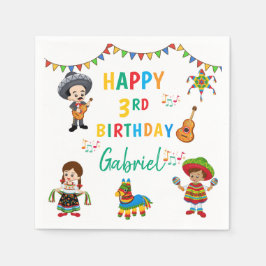 Servilleta De Papel Fiesta, cumpleaños de tres años servilletas para f