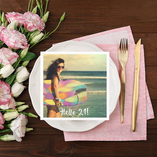 Servilleta De Papel fiesta de 21 años hola 21 foto chica (Subido por el creador)