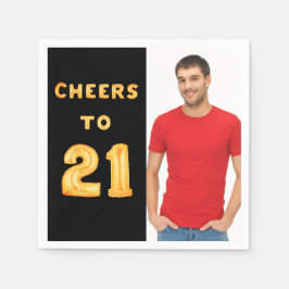 Servilleta De Papel fiesta de 21 años, hombre de foto de oro negro