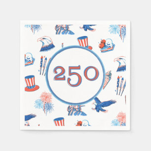 Servilleta De Papel Fiesta de Acuarela Patriótica del 250º 4 de Julio