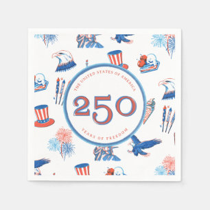 Servilleta De Papel Fiesta de Acuarela Patriótica del 250º 4 de Julio