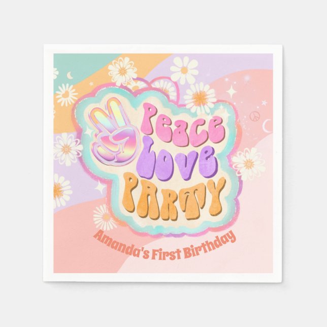 Servilleta De Papel fiesta de amor por la paz pegatina redondo clásico (Anverso)