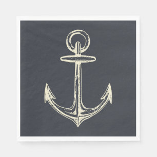 Servilleta De Papel Fiesta de Ancla de Barco Blanco Vintage Azul Marin
