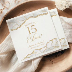 Servilleta De Papel Fiesta de aniversario de 15 años de ágata de oro b