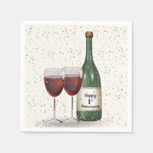 Servilleta De Papel Fiesta de aniversario de 1 año Botella de vino y d