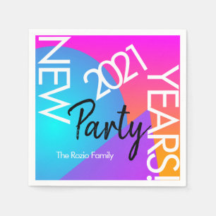 Servilleta De Papel Fiesta de Año Nuevo 2021 Tipografía de neón Evento