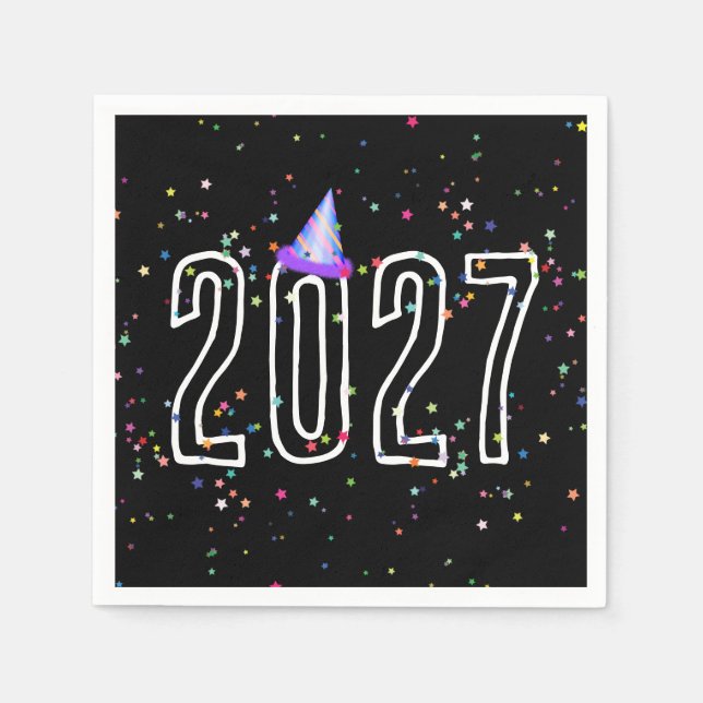 Servilleta De Papel Fiesta de Año Nuevo 2027 con Estrellas (Anverso)