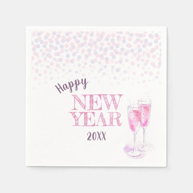 Servilleta De Papel fiesta de año nuevo champán rosa (Anverso)