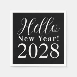Servilleta De Papel Fiesta de Año Nuevo Clásico Negro y Blanco