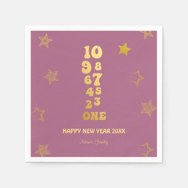 Servilleta De Papel Fiesta de Año Nuevo Oro Rosa (Anverso)