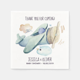 Servilleta De Papel Fiesta de avión acuarela en azul