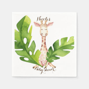 Servilleta De Papel Fiesta de Baby Shower Acuarela Jirafa Selva