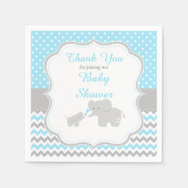 Servilleta De Papel Fiesta de Baby Shower azul elefante y gris