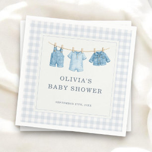 Servilleta De Papel Fiesta de Baby Shower Blue Jean Baby Gingham