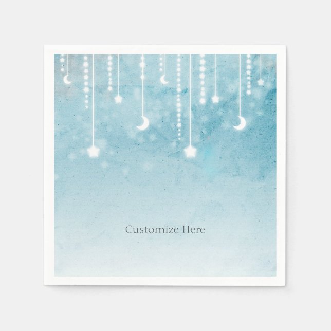 Servilleta De Papel Fiesta de Baby Shower Celestial Luna y Estrellas (Anverso)