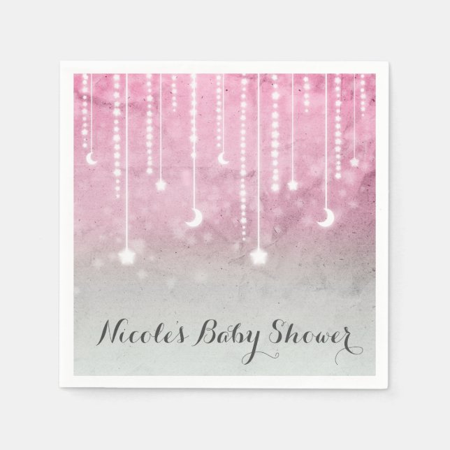 Servilleta De Papel Fiesta de Baby Shower Celestial Moon & Stars (Anverso)