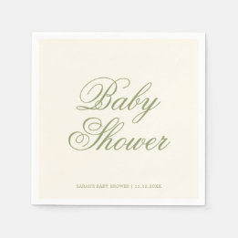 Servilleta De Papel Fiesta de Baby Shower Clásico Simple Marfil Verde