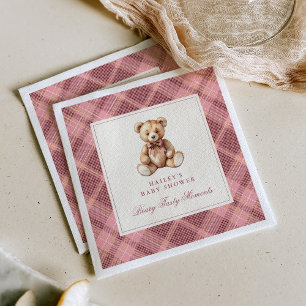 Servilleta De Papel Fiesta de Baby Shower con Oso de Peluche de Cuadro