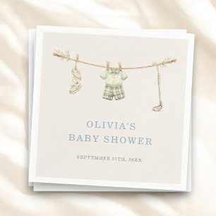 Servilleta De Papel Fiesta de Baby Shower con Ropa Tendida y Palos de