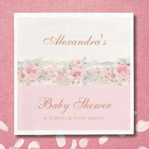 Servilleta De Papel Fiesta de Baby Shower Cristiana Shabby Chic con Fl