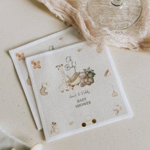 Servilleta De Papel Fiesta de Baby Shower de Animales Boho de Guarderí