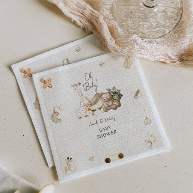 Servilleta De Papel Fiesta de Baby Shower de Animales Boho de Guarderí (Subido por el creador)