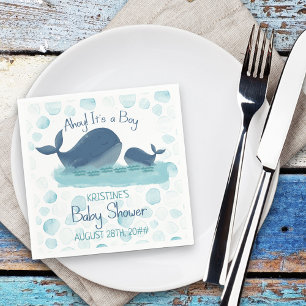 Servilleta De Papel Fiesta de Baby Shower de Ballena Feliz ¡Es un Niño