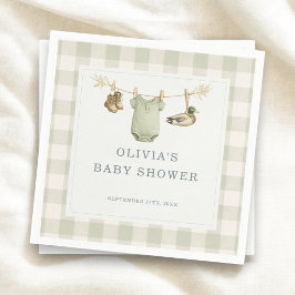 Servilleta De Papel Fiesta de Baby Shower de Cazador de Patos a Cuadro