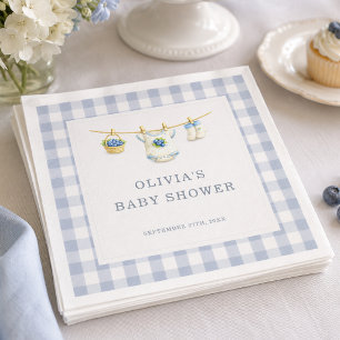 Servilleta De Papel Fiesta de Baby Shower de Cuadros Azules y Arándano