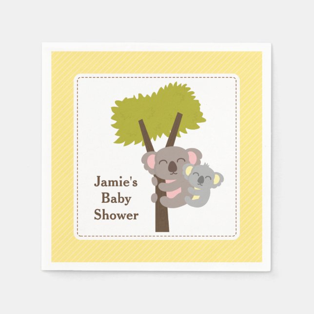 Servilleta De Papel Fiesta de Baby Shower de Cute Mommy Koala Bear (Anverso)